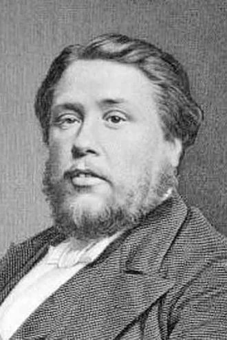C. H. Spurgeon. Mustavalkoinen muotokuva miehestä, jolla on viikset ja parta, puku ja taustalla harmaa kuvio.